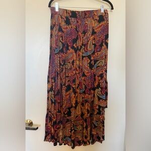 Earthbound Trading Co. Elastic Waist Hi Low Print Skirt with Ruffle Size Medium